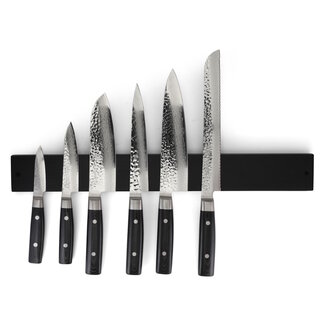 Yaxell Zen Messenset – 7-delig – Magnetische Messenstrip Bamboe Zwart met 6 Messen – 37 Lagen Damaststaal – Canvas-Micarta Heft