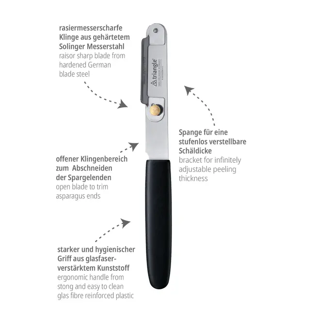 Triangle Professioneel Aspergemes – Verstelbare Beugel – Vlijmscherp Lemmet