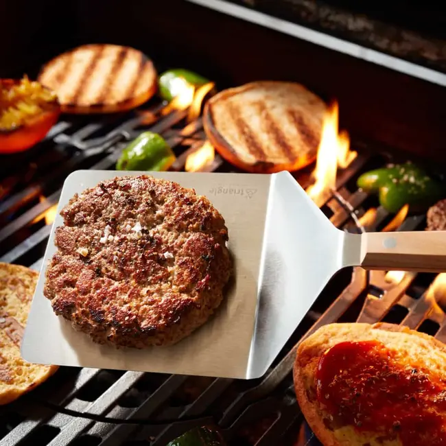 Triangle Burger Spatel met Kersenhout – 14x14 cm – Ideaal voor BBQ