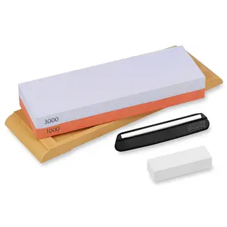 Yaxell 1000/3000 Wetsteen / Combinatiesteen / Slijpsteen – Dubbele Korrelgrofte – Inclusief Angle-Keeper en Nivelleringsteen – Voor Precisie Slijpen en Fijn Polijsten van Japanse Messen