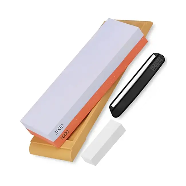 Yaxell 1000/3000 Wetsteen / Combinatiesteen / Slijpsteen – Dubbele Korrelgrofte – Inclusief Angle-Keeper en Nivelleringsteen – Voor Precisie Slijpen en Fijn Polijsten van Japanse Messen