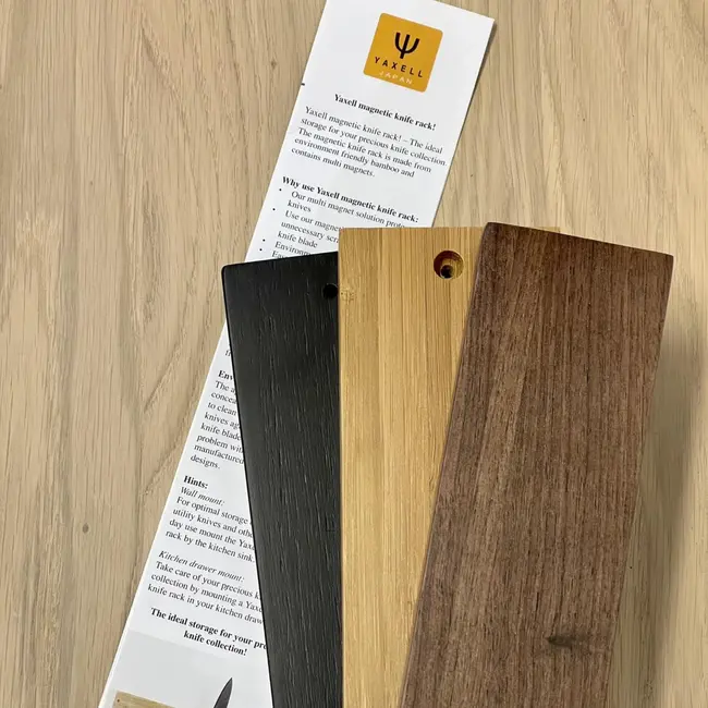 Yaxell Messenstrip van Walnoot 34,5 cm – Magnetisch en Duurzaam – Voor 5 Messen – Inclusief Bevestigingsmateriaal – Veilig, Praktisch en Elegant