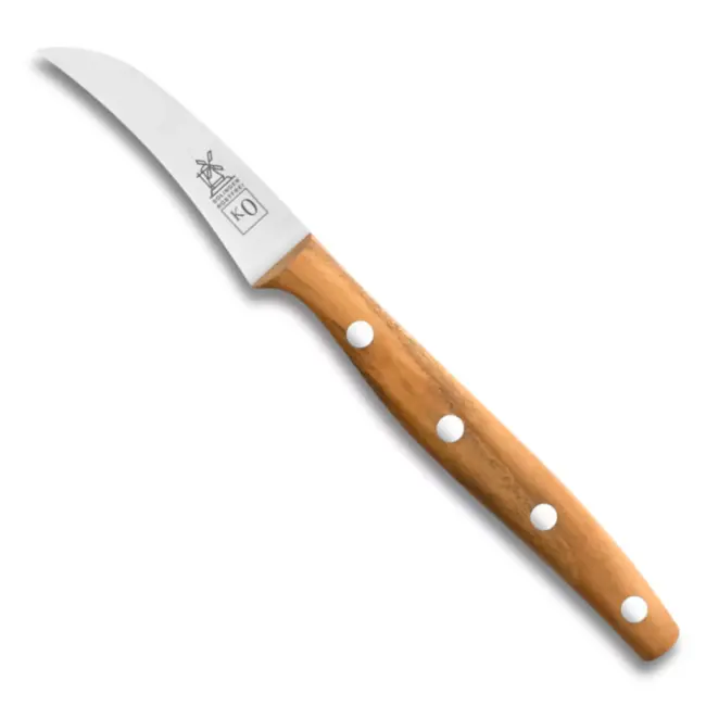 Robert Herder K0 Aardappelschilmes Tourneermes – RVS – Gebogen – Lemmet 7 cm – Heft Abrikooshout