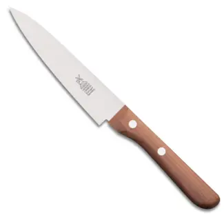 Robert Herder Universeelmes – Petty Omnivore – Carbonstaal – Middenspits – Lemmet 13 cm – Heft Kersenhout