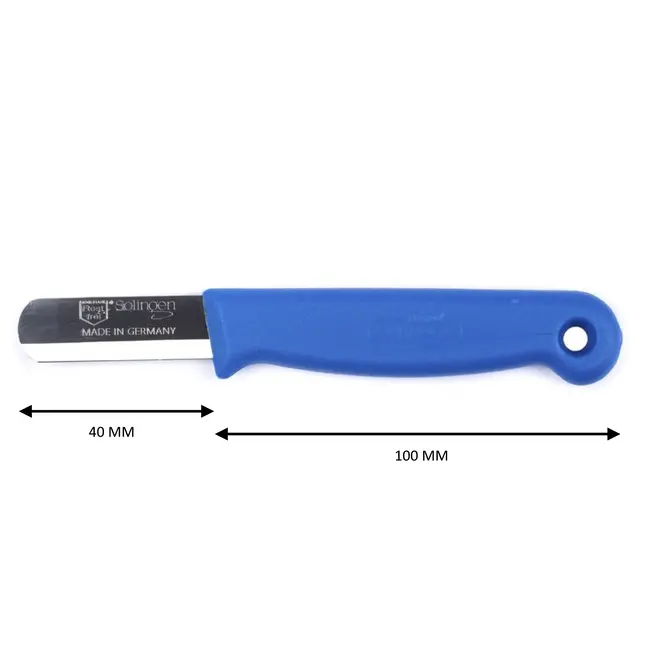 Solingen Bandstaal Mes – HACCP – Blauw – RVS Lemmet 40 mm – Voedselveiligheid voor Oogsten