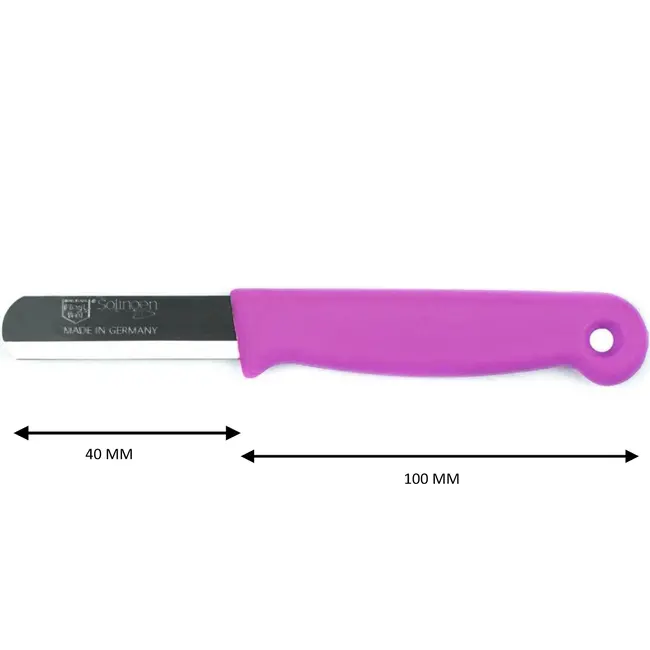 Solingen Bandstaal Mes – HACCP – Roze – RVS Lemmet 40 mm – Voedselveiligheid voor Oogsten