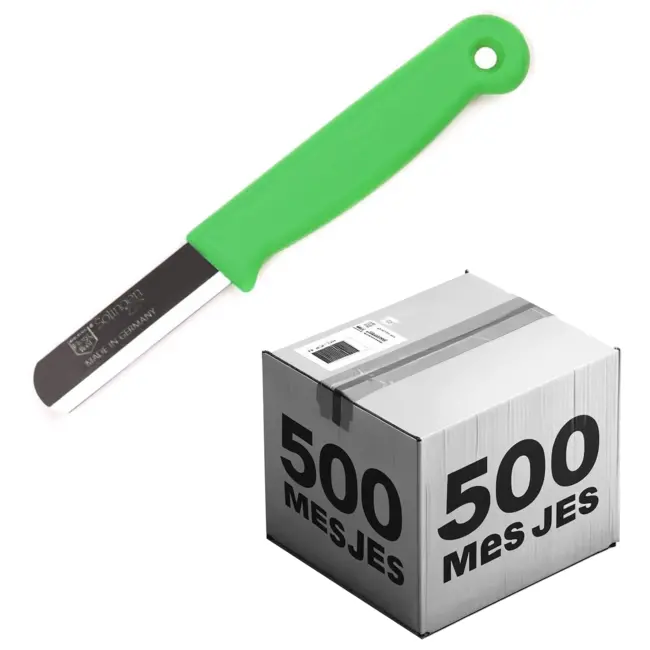 Solingen Bandstaal Mes – HACCP – Groen – RVS Lemmet 40 mm – Voedselveiligheid voor Oogsten – 500 stuks