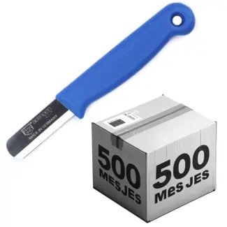 Solingen Bandstaal Mes – HACCP – Blauw – RVS Lemmet 40 mm – Voedselveiligheid voor Oogsten – 500 stuks