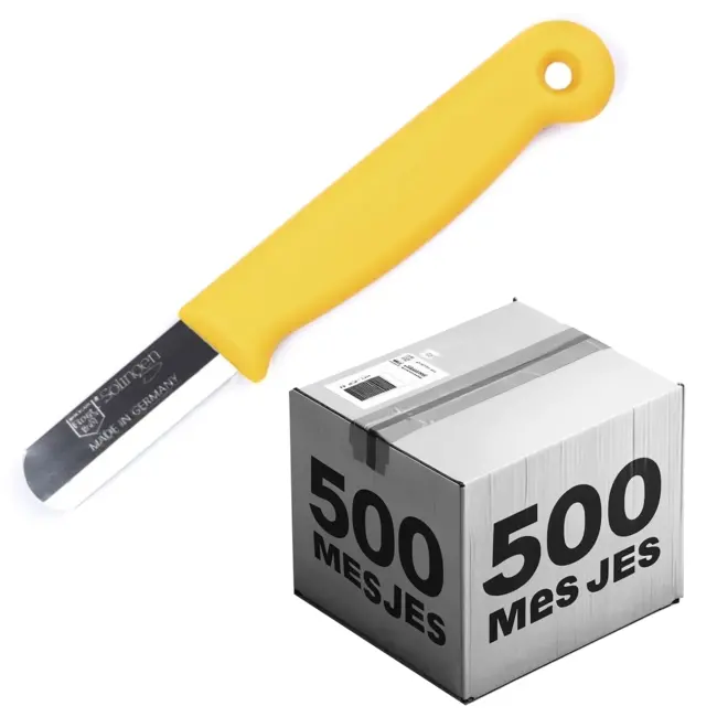 Solingen Bandstaal Mes – HACCP – Geel – RVS Lemmet 40 mm – Voedselveiligheid voor Oogsten – 500 stuks