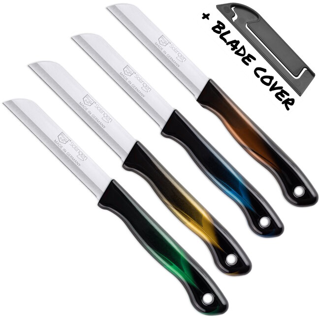 DKS Solingen Tomatenmes – 19,5 cm – Gekarteld RVS Lemmet – 4 Delig Set