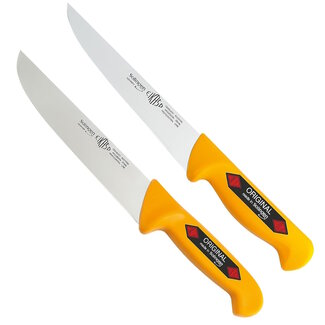 Eikaso Solingen Slagers- en universeelmes set – ergonomisch – geel – 15 cm en 13 cm lemmet