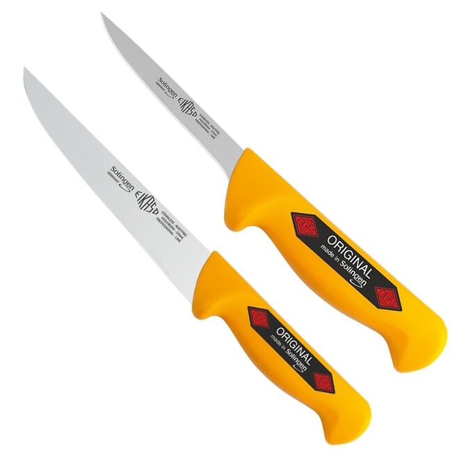 Eikaso Solingen Universeel- en uitbeenmesset – ergonomisch geel handvat – lemmet 13 cm en 10 cm
