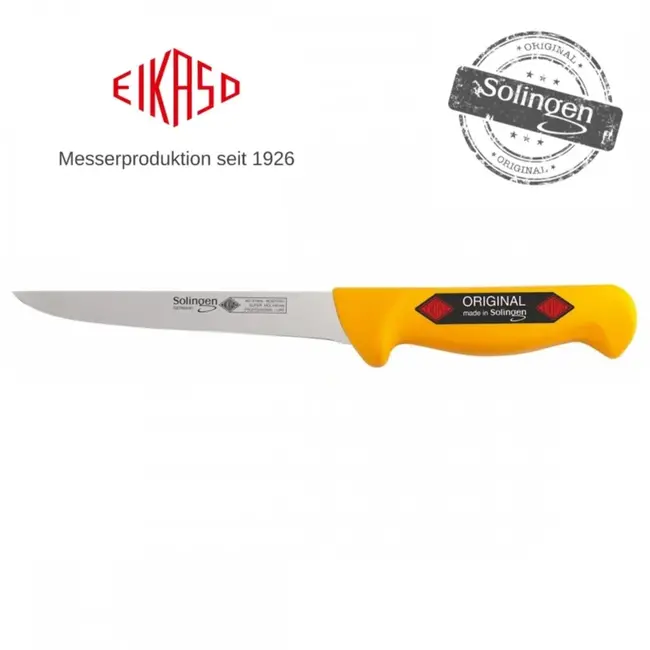 Eikaso Solingen 3-delige vleesmesset – uitbeenmes 13 cm – universeelmes 18 cm – slagersmes 21 cm – geel ergonomisch handvat