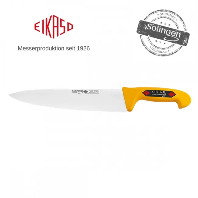 Eikaso Solingen Breed koksmes – Semi-flexibel – Ergonomisch handvat – 21 cm – Geel