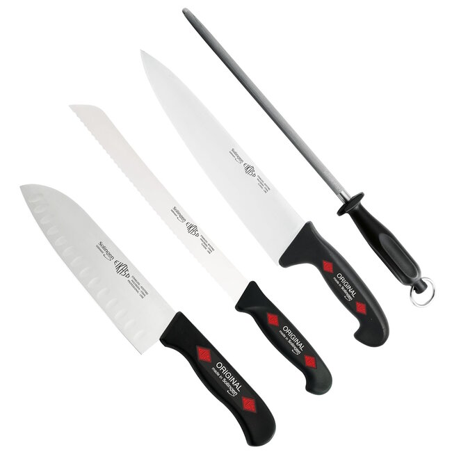 Eikaso Solingen Professionele slagersmessenset – 4-delig – roestvrij staal – ergonomisch – zwart
