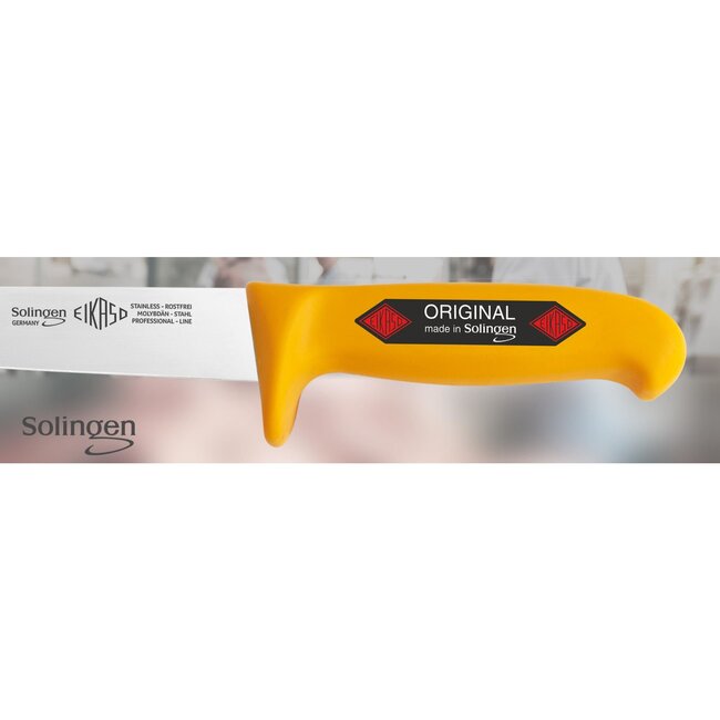 Eikaso Solingen Vleesmes – Stijf Lemmet – Ergonomisch Antislip Heft – 18 cm – Geel
