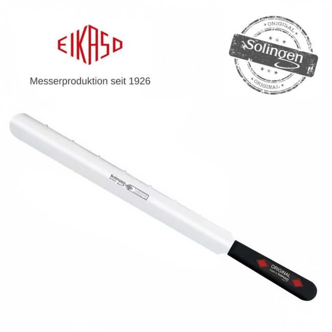 Eikaso Solingen Taartmes – Gekarteld Lemmet – Semi Flexibel – RVS – 26 cm – Zwart Handvat
