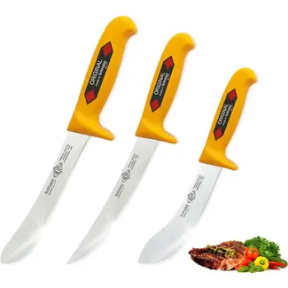 Eikaso Solingen 3-delige slagersmessenset – ergonomisch handvat – roestvrij staal – diverse lemmetlengtes – geel Eikaso Solingen 3-delige slagersmessenset – ergonomisch handvat – roestvrij staal – diverse lemmetlengtes – geel