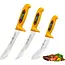 Eikaso Solingen 3-delige slagersmessenset – ergonomisch handvat – roestvrij staal – diverse lemmetlengtes – geel