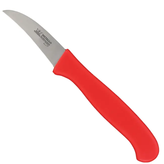 Metallo Gebogen Mes - RVS - 60 mm - Ergonomisch Antislip Handvat - Rood