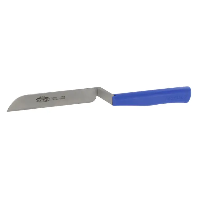 Metallo Spinaziemes – C60 staal – 150 mm – Blauw kunststof handvat – HACCP