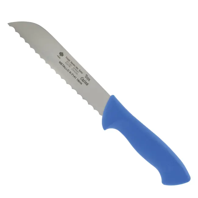 Metallo Professioneel Mes - Gekarteld Lemmet - 180 mm - Ergonomisch Handvat - Blauw