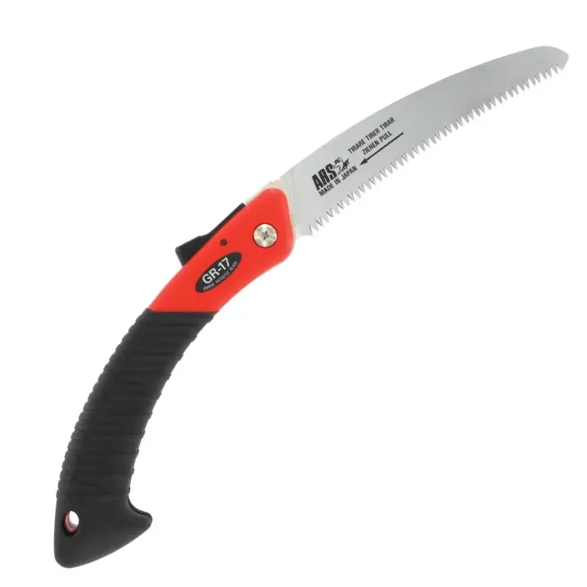 ARS Inklapbare Snoeizaag - Gebogen Lemmet - 17 cm - Antislip Handgreep - Zwart/rood