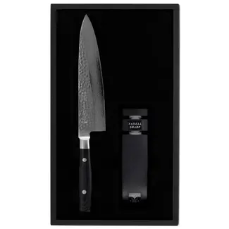 Yaxell Zen Geschenkset – 2-delig – Waterslijper en Koksmes 20 cm – 37 Lagen Damaststaal – Canvas-Micarta Heft