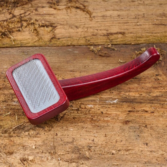 Mars Coat-King Professionele hondenborstel – Slicker en ontwarringsborstel – Beukenhouten handvat – Roestvrijstalen pinnen