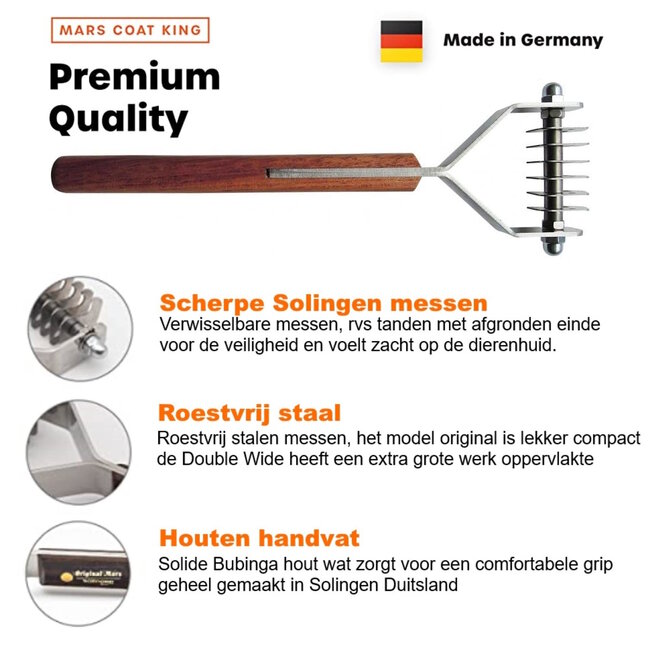 Mars Coat-King Uitdunkam – Extra Grof – 6 Bladen – 5 mm Afstand – Beukenhouten Handvat