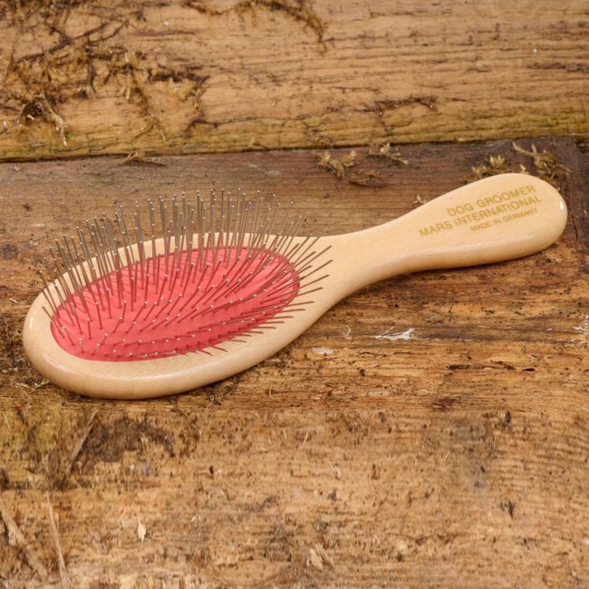 Mars Coat-King Professionele Verzorgingsborstel voor Huisdieren – Klein – 19x5 cm – Houten Handvat