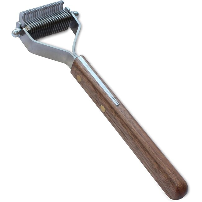 Mars Coat-King Trimmer met botte bladen – Verwijdert los haar – Houten handvat – 18 cm – Voor hondenverzorging