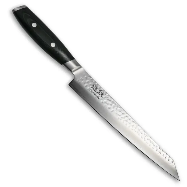 Yaxell Tsuchimon Sujihiki 23 cm – VG10 Staal – Gehamerd Lemmet – Micarta Heft