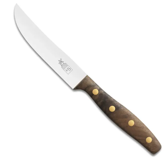 Robert Herder K-Steakmes – Breed – RVS – Fijne Kartel – Lemmet 13 cm – Heft Walnotenhout