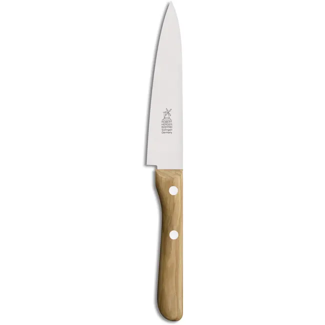 Robert Herder Universeelmes – Petty Omnivore – RVS – Middenspits – Lemmet 13 cm – Heft Olijfhout