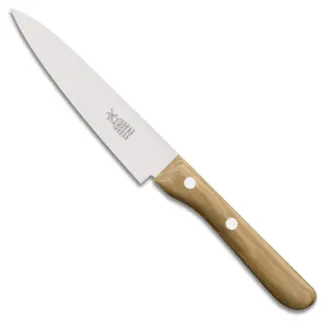 Robert Herder Universeelmes – Petty Omnivore – RVS – Middenspits – Lemmet 13 cm – Heft Olijfhout