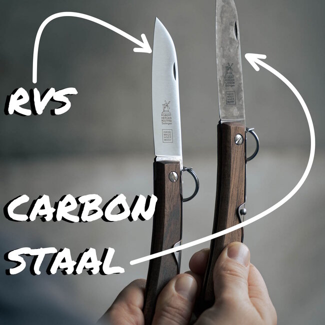 Robert Herder IBEX – Zakmes – Inklapbaar – Lemmet 100 mm – Carbonstaal – Heft Gerookt Eikenhout