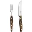 Robert Herder K-Steakvork en Steakmes – Breed – RVS – Fijne Kartel – Lemmet 12,5 cm – Heft Walnotenhout