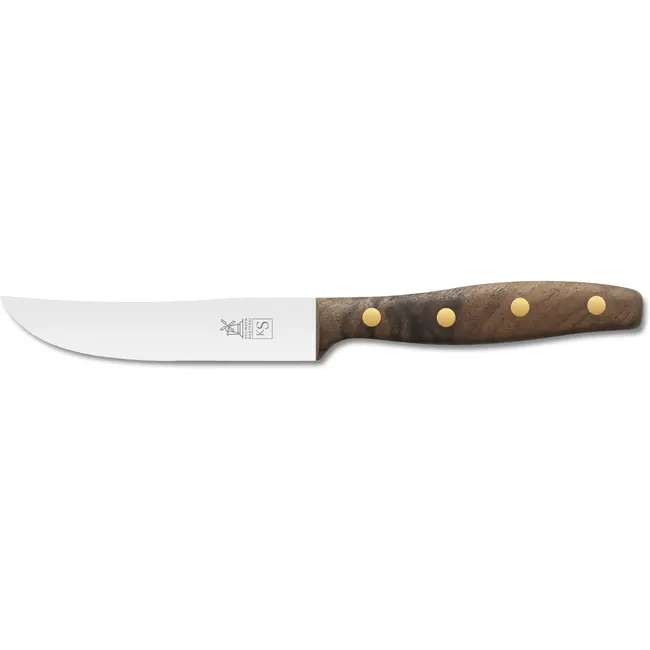 Robert Herder K-Steakvork en Steakmes – Breed – RVS – Glad – Lemmet 12,5 cm – Heft Walnotenhout