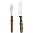 Robert Herder K-Steakvork en Steakmes – Breed – RVS – Glad – Lemmet 12,5 cm – Heft Walnotenhout