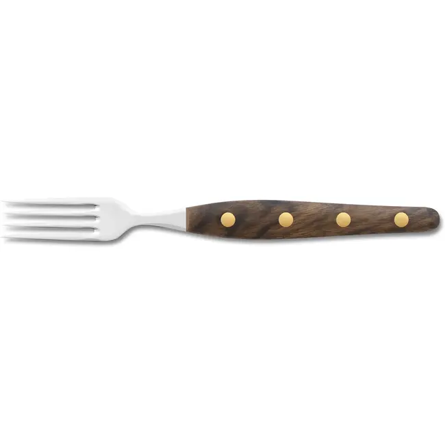 Robert Herder K-Steakvork en Steakmes – Breed – RVS – Glad – Lemmet 12,5 cm – Heft Walnotenhout