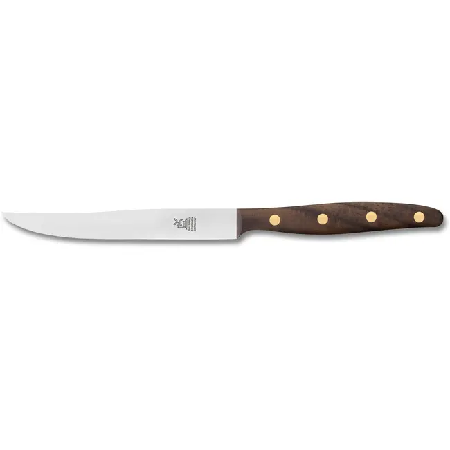 Robert Herder Windmühle Steakvork en Steakmes – RVS – Glad – Lemmet 12,5 cm – Heft Walnotenhout