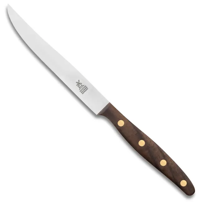 Robert Herder Windmühle Steakmes – RVS – Glad – Lemmet 12,5 cm – Heft Walnotenhout