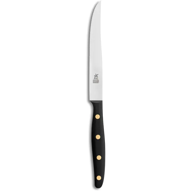 Robert Herder Windmühle Steakvork en Steakmes – RVS – Fijne Kartel – Lemmet 12,5 cm – Heft POM Zwart