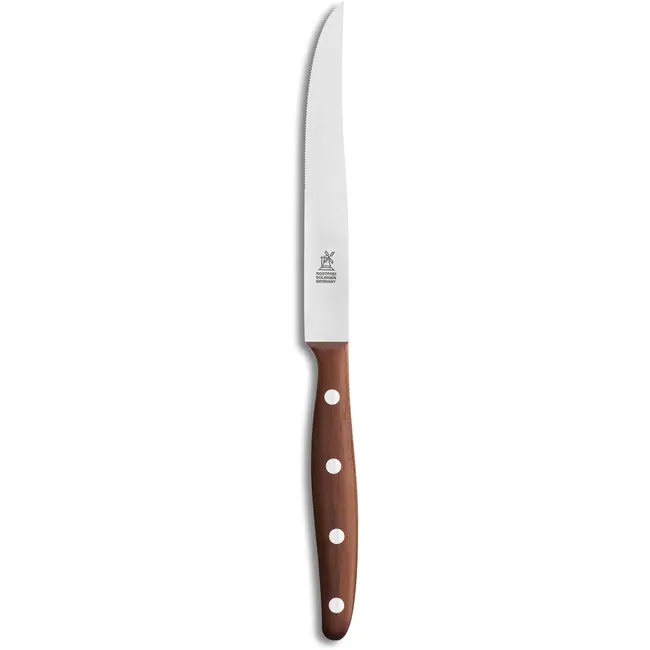Robert Herder Windmühle Steakmes – RVS – Fijne Kartel – Lemmet 12,5 cm – Heft Pruimenhout