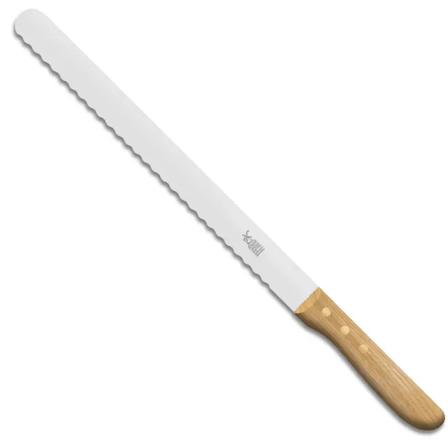 Robert Herder Brisketmes – Broodmes – RVS – met Golf – Lemmet 31,5 cm – Heft Eikenhout