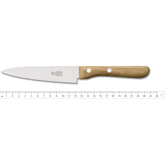 Robert Herder Universeelmes – Petty Omnivore – RVS – Middenspits – Lemmet 13 cm – Heft Olijfhout