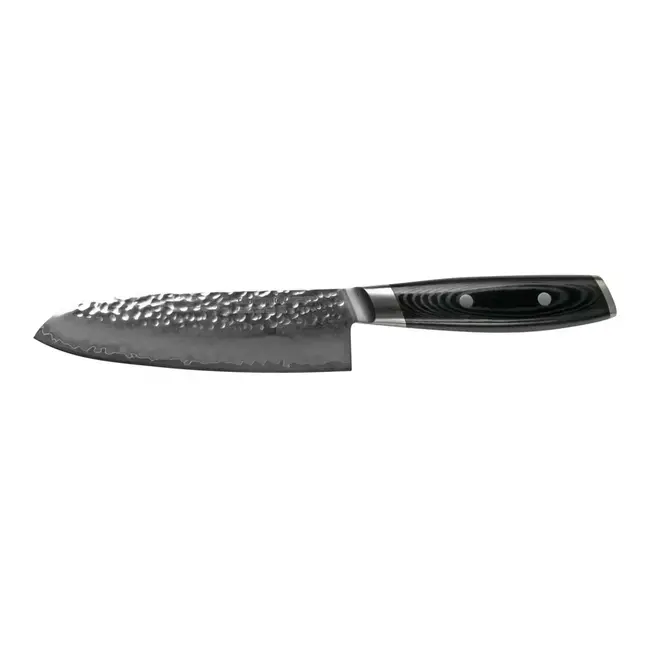 Yaxell Tsuchimon Santoku Koksmes 16,5 cm – VG10 Staal – Gehamerd Lemmet – Micarta Heft