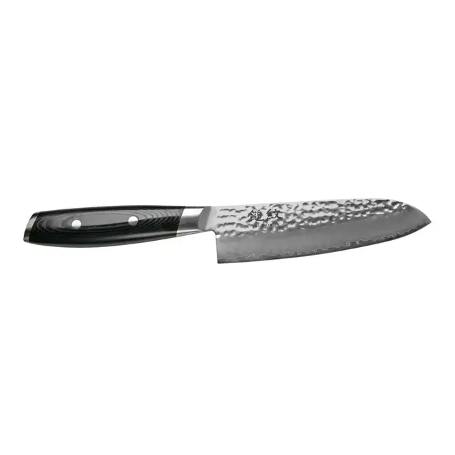 Yaxell Tsuchimon Santoku Koksmes 16,5 cm – VG10 Staal – Gehamerd Lemmet – Micarta Heft