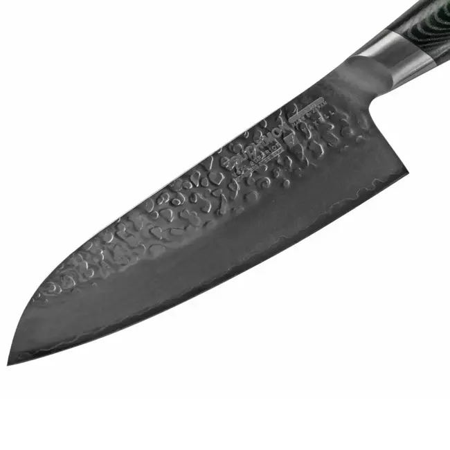 Yaxell Tsuchimon Santoku Koksmes 12,5 cm – VG10 Staal – Gehamerd Lemmet – Micarta Heft